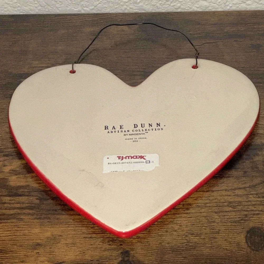 Rae Dunn Cutie Pie Red Ceramic Heart Wall Hanging Sign Magenta Artisan Collectio